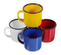 NOLITOY 4Pcs Multi-Functional Enamel Tea Cups Reusable Water Beverage Mugs for Home Office Shop Restaurant Easy to Clean Household Drinking Cups