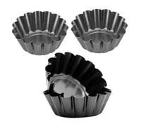 NOLITOY 4pcs Non-Stick Carbon Steel Tart Moulds Thickened Fluted Baking Cups for DIY Pudding Cake Cheesecake Cupcake Pan Heavy Duty Bakeware