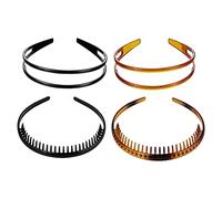 NOLITOY 4pcs Plastic Headbands Toothed Headband Double Row Non-slip Comfortable Hair Hoops for Washing Your Face and Reading