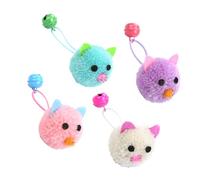 NOLITOY 4pcs Plush Cat with Bell Soft Mouse Shape Balls for Kittens and Cats Interactive Pet Playthings in Purple Pink Blue White Fun Stress Relief and Furniture Protection