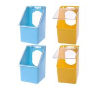 NOLITOY 4Pcs Portable Hanging Bird Feeder with Cover for Pigeons Quails Parrots Easy Install Food Bowl for Cage Pets Multipurpose Blue Yellow