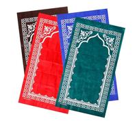 NOLITOY 4pcs Portable Muslim Prayer Rug Polyester Foldable Lightweight Eid Festival Carpet with Traditional Islamic Patterns for Travel and Home Decor