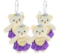 NOLITOY 4Pcs Purple Stuffed Bear Bouquet Accessories for Wedding Decor Adorable Bear Pendant DIY Ornaments Couple Plush for Valentine’s