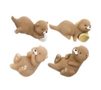 NOLITOY 4pcs Resin Mini Otter Figurines for DIY Micro Landscape Decor Succulent Plant Accessories Multifunctional Garden Ornaments and Fairy Garden Bonsai Decoration