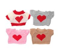 NOLITOY 4pcs Reusable Bear Doll Clothes Set Decorative Stuffed Bear Sweaters Outfits in Khaki Red Heart Pink Red Heart Coffee for Stuffed Animals and Doll Accessories