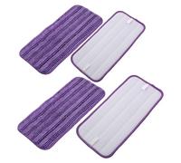 NOLITOY 4pcs Reusable Mop Pads Compatible with Swiffer Wet Floor Cleaner Purple Cationic Microfiber Replacement Heads for Dry Wet Cleaning Machine Washable Absorbent Mop Cloth Covers