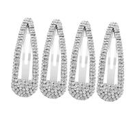 NOLITOY 4Pcs Rhinestone Snap Hair Clips for Women and Small Lightweight Metal Barrettes for Secure Styling Versatile Accessories for Daily Wear and Parties Silver Waterdrop Design