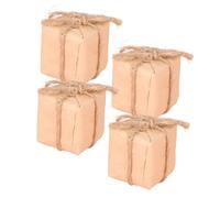 NOLITOY 4pcs Scale Retro Kraft Paper Wrapped Festival Mini Boxes Ornaments for Birthday Party DIY Decor and Mini House Accessories