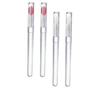 NOLITOY 4Pcs Silicone Lipstick Applicator Brushes with Transparent and Pink Heads Covered Lip Makeup Tools for Smooth Color Application and Precise Lip Lines and Portable