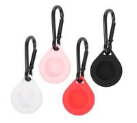 NOLITOY 4pcs Silicone Protective Cover for Tracker Keychain Case Anti-lost Anti-drop Soft Sleeve with Keyring Easy to Install and Carry Mixed Colors Black White Red Pink
