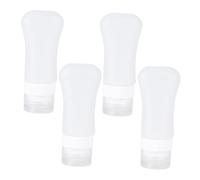 NOLITOY 4pcs Silicone Travel Makeup Bottles with Leakproof Design and Sucker Base Refillable Lotion Containers for Toiletries and Skin Care Lightweight and White Sub Bottles