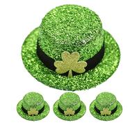NOLITOY 4pcs St Patricks Day Mini Hat Shamrock Hair Clips Pack for Party Cosplay Costume Leprechaun Accessories