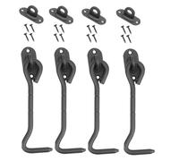 NOLITOY 4pcs Stainless Steel Cabin Door Hook Latch Lock Matte Black Anti-Rust Gate and Window Locks with Screws Outdoor Security for Barn Shed Garage Sliding and Double Doors