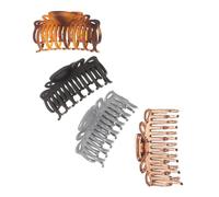 NOLITOY 4pcs Stylish Leopard Print and Transparent Hair Claws for Women Large Hair Clips with Mixed Glossy Blue-grey Matte Amber Tea and Frosted Black Strong Hold for Thick and Thin