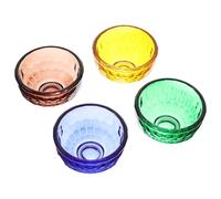 NOLITOY 4pcs Tibetan Buddhist Water Offering Bowls with Artificial Crystal Material and Finely Polished Edges, Round Shape Decorative Bowls for Temple and Buddhist Offering