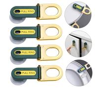 NOLITOY 4pcs Toilet Seat Lifter Handles with Adhesive and Suction Cup Fixings Plastic HIPS Potty Cover Pull Rings in Dark Green for Home Bathroom Office Use
