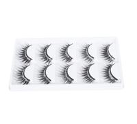 NOLITOY 5 Pairs Glitter Waterproof False Eyelashes Curly Dense Black Artificial Fiber Lashes for Women Natural Look Makeup Eye Beauty Tool