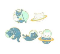 NOLITOY 5 Pcs Cartoon Animal Brooches Cute Cat Astronaut Lapel Pins Lightweight Clothes Accessories for Women Party Cosplay Decoration
