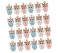 NOLITOY 50 Pcs DIY Owl Charm Pendant for Jewelry Making Oil Drip Enamel Design White Blue Pink Colors Crafting Accessories for Birthday Party Favors Halloween Christmas Decorations