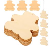 NOLITOY 50pcs Bear Shaped DIY Chips Graffiti Slices Wooden Material Smooth Surface Compact Design Cultivating Hands-on Ability for School Crafts