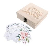 NOLITOY 50pcs Prediction Cards with Floral Design for Shower Games Double-sided Advice and Wish Cards in Wooden Keepsake Box Interactive Party Activity for Parents and Guests