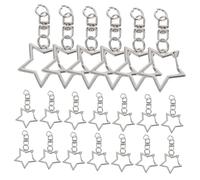 NOLITOY 50pcs Star Shaped Keychain Clips with Silver Zinc Alloy Lobster Clasp and Open Jump Ring Spring Snap Hooks for Jewelry Making Crafts DIY Accessories for Keys Bags and