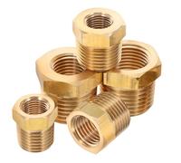 NOLITOY 5PCS Brass Hex Bushing Npt Pipe Reducer Adapter Kit with Precision Thread Leak-Resistant Design for Water Gas Oil Pipeline Plumbing HVAC Industrial Use