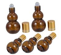 NOLITOY 5pcs Brown Glass Essential Oil Bottle Roller Perfume Bottles Empty for Aromatherapy Travel