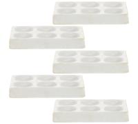 NOLITOY 5Pcs Ceramic Spot Plate for Chemical Testing, Porcelain Reaction Plate with 6 Wells, White and Black Porcelain Spotting Tile for Laboratory Experiments