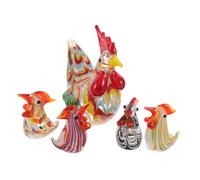 NOLITOY 5pcs Colorful Miniature Glass Rooster Figurines Decorative Chicken Collectible Statues for Home Office Living Room Artful Craftsmanship Vibrant Farm Animal Models