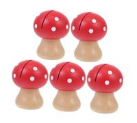 NOLITOY 5Pcs Creative Mushroom Photo Holders Wooden Desktop Message Clamps Vintage Style Card Clips for Office Wedding Decor Red