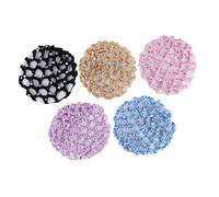 NOLITOY 5pcs Elastic Crochet Hair Snood Net with Pearl Design for Dance Performance Gymnastics Parties Handmade Hairnet Bun Covers for Women