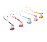 NOLITOY 5Pcs Fortune Cat Pendants Small Fan Shaped Copper Cat Charms with Bells Lightweight Keychain and Phone Bag Decorations Durable Lovely Hanging Ornaments for Ladies Random Color