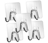 NOLITOY 5pcs Heavy Duty Adhesive Hooks for Wall Mounting Strong Sticky Hooks for Coats Towels and More Easy Installation No Drilling Required Multi-purpose Use Home Kitchen and Bathroom