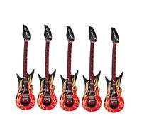 NOLITOY 5pcs Inflatable Flame Guitar Lightweight PVC Music Themed Party Decorations with Safety Valve for Rock and Roll Event Props