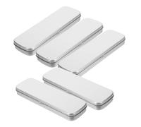 NOLITOY 5pcs Metal Pencil Case Frosted Iron Tinplate Single Layer Rectangular Pen Container for Students School Stationery Organizer Silver