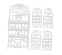 NOLITOY 5pcs Mini Doll Shoe Rack Vintage Plastic Storage Organizer for Dollhouse Furniture Accessories Hollow Design for Tiny Sandals and High Heels Pretend Play Bedroom Decor