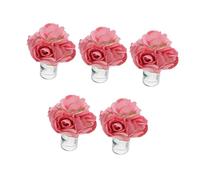 NOLITOY 5pcs Miniature Vase Colorful Resin Flowers Tiny Glass Bottles for Dollhouse Decor Fairy Garden Props Diorama Supply Mini Flower for Small Scale Scenes