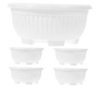 NOLITOY 5pcs Plastic Round Planter Bowls with Drainage Large Succulent Pots for Indoor Outdoor Garden Balcony Windowsill White Nursery Pots for Cactus and Bonsai
