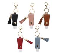 NOLITOY 5pcs Portable Refillable Perfume Bottles with PU Hand Holders and Keychains Travel Spray Bottles for Hand Perfume and Toiletries in Brown Red Black Light Blue Pink