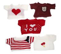 NOLITOY 5pcs Replacement Bear Sweaters Handmade Soft Doll Clothes with Flag Wine Red Red Love White Heart Patterns Easy Clean Stuffed Animal Apparel for Play and Parenting Practice