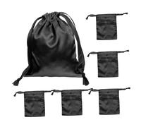 NOLITOY 5Pcs Small Drawstring Jewelry Storage Bags Lightweight Cosmetic Pouches for Travel Toiletry Makeup Organizer Black