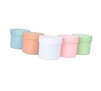 NOLITOY 5pcs Small Frosted Cosmetic Jars Transparent Cream Containers for Travel Makeup Organizer Vanity Storage with Sealed Lids White Pink Green