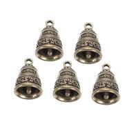 NOLITOY 5pcs Vintage Brass Bells with Patina Finish Hanging Ornaments for Keychains Home Decorations DIY Crafts Clear Resonant Sound Portable Decorative Charms
