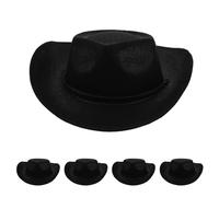 NOLITOY 5pcs Western Style Cowgirl Hats Black Lightweight Breathable Cowboy Cap for Boys Costume Party Favor Accessories for Themed Dress Up and Outdoor Play