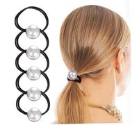 NOLITOY 6 Pcs Beaded Ponytail Hair Ties No Damage Elastic Hair Bands with Large Pearl for Gentle Hold and Versatile Styling
