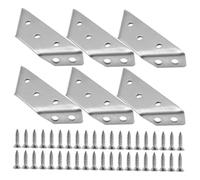 NOLITOY 6 Sets Stainless Steel Furniture Corner Connector Brackets with Screws Heavy Duty Angle Brackets for Cabinet Shelf Support and Stability Corner Brace for Hanging Cabinets and