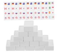 NOLITOY 65pcs Flag Mahjong Tiles with Plastic Stickers Educational Country Flags Design Simplified Tile Push Game for Adults and Family Spring Picnic Parties