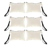 NOLITOY 6pcs Beige Fabric Makeup Bags with Hook and Zipper Lightweight Travel Toiletry Organizer for Women Multipurpose Cosmetic Pouch with Handle Internal Compartments for Easy Access and