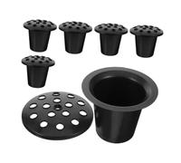 NOLITOY 6pcs Black Plastic Memorial Flower Pot Urn Planter with Lotus Stable Grave Vase for Cemetery Decoration Suitable for Fresh Artificial Flowers Funeral and Memorial Use